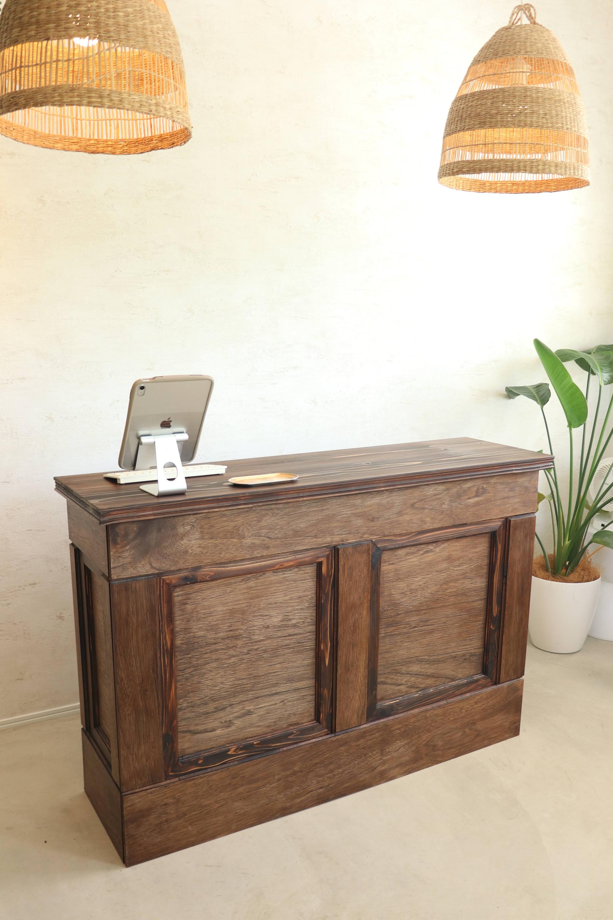 折畳みアンティークレジカウンター 折たたみテーブル プランツスタンド 水槽 商品ディスプレイ 店舗什器 マルシェ | 3枚目